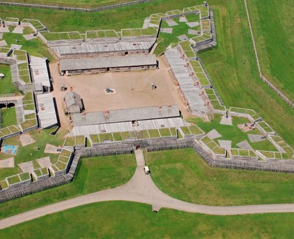 Aerial photograph of an eighteenth century bastion fort. 